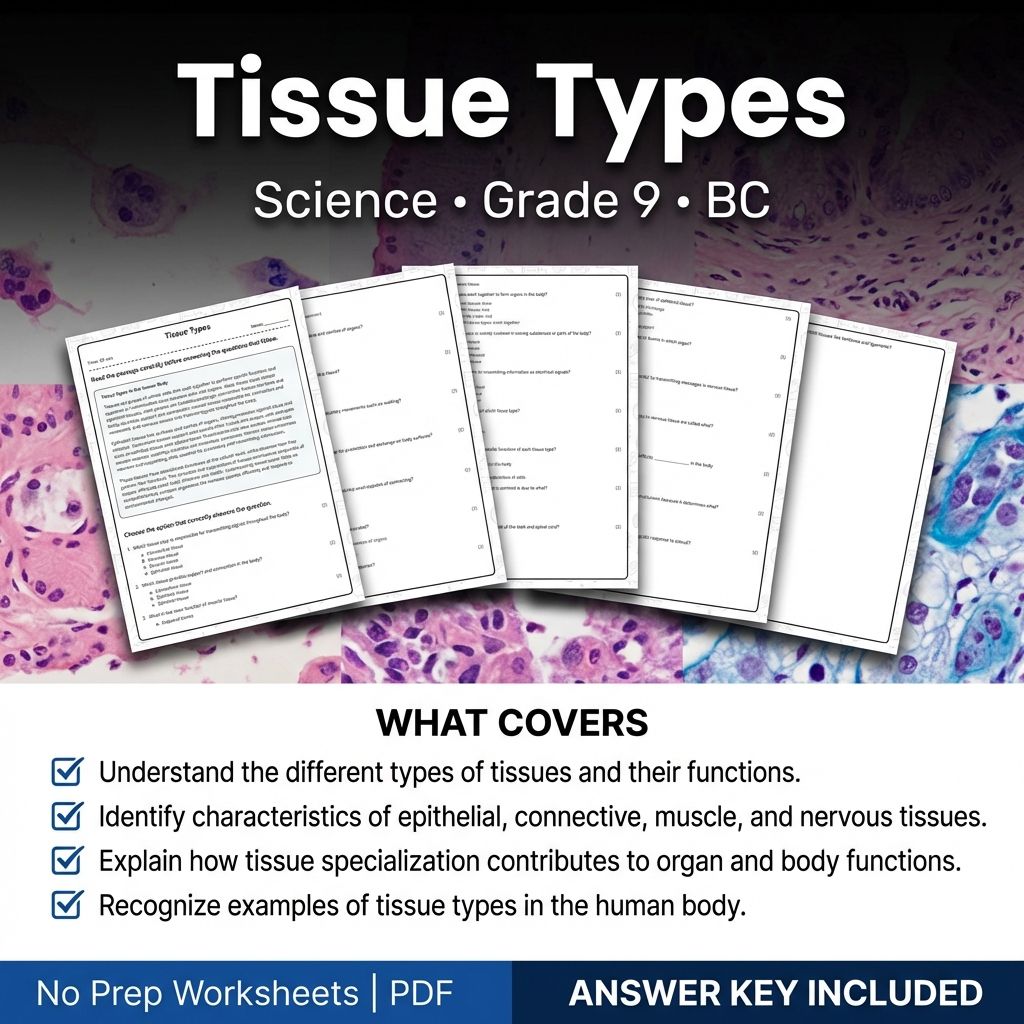 Grade 9 Science Worksheet on Tissue Types | BC Standards Practice