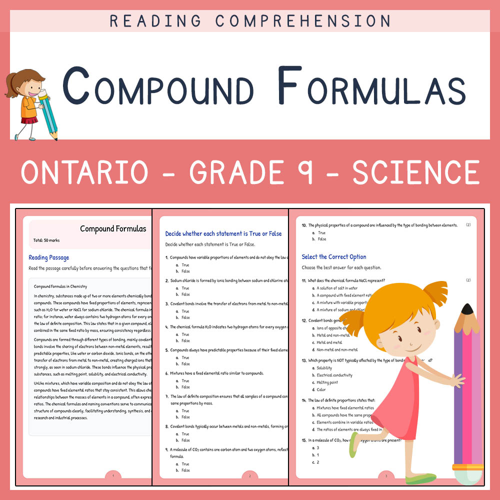 Grade 9 Science worksheet elena worksheet — Grade 9 Science Practice | Compound Formulas Worksheet Elena | Ontario — page 1