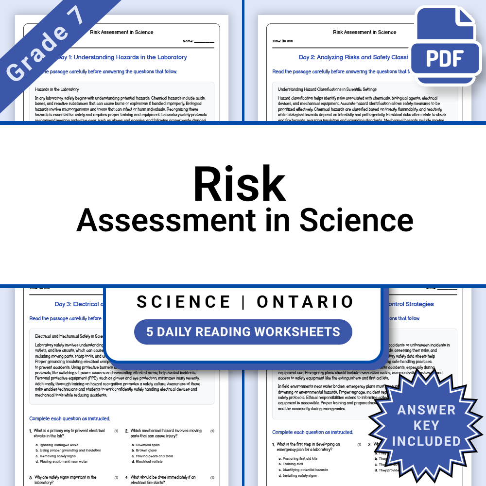 Grade 7 Science Lesson Bundle | Ontario Curriculum Reading Worksheets — included worksheet 9