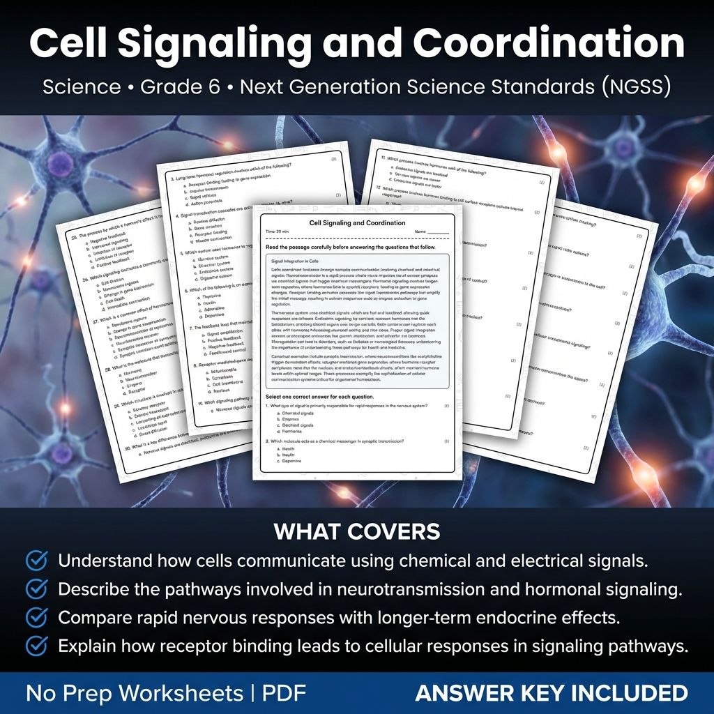 6th Grade Science Worksheet | Cell Signaling & Coordination (Printable PDF + Answer Key)