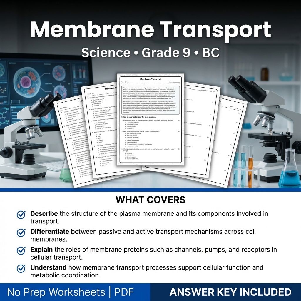 Membrane Transport Science Worksheet Grade 9 | BC Standards PDF