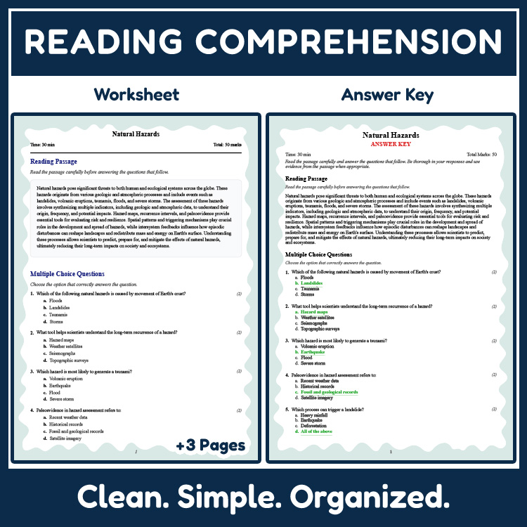 Grade 9 Science reading worksheets worksheet — 9th Grade Science | Natural Hazards Reading Worksheet with Answer Key (PDF)…