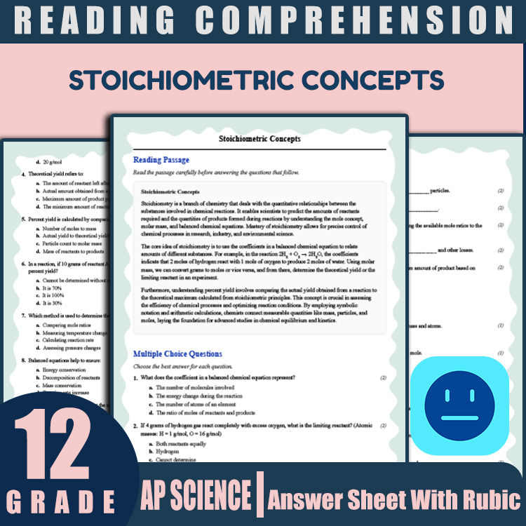Grade 12 Science reading worksheets worksheet — 12th Grade Science | Stoichiometric Concepts Reading Worksheet & Answer Ke…