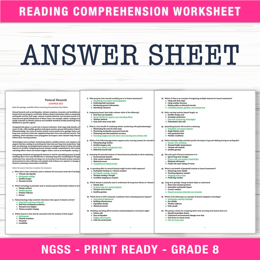 Grade 8 Science worksheet worksheet — Grade 8 Science | Natural Hazards Worksheet (PDF + Answer Key) — page 2