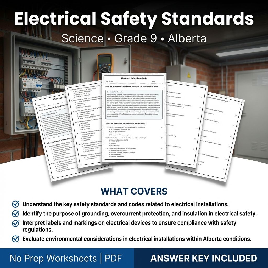 Electrical Safety Standards Worksheet for Grade 9 Science Alberta