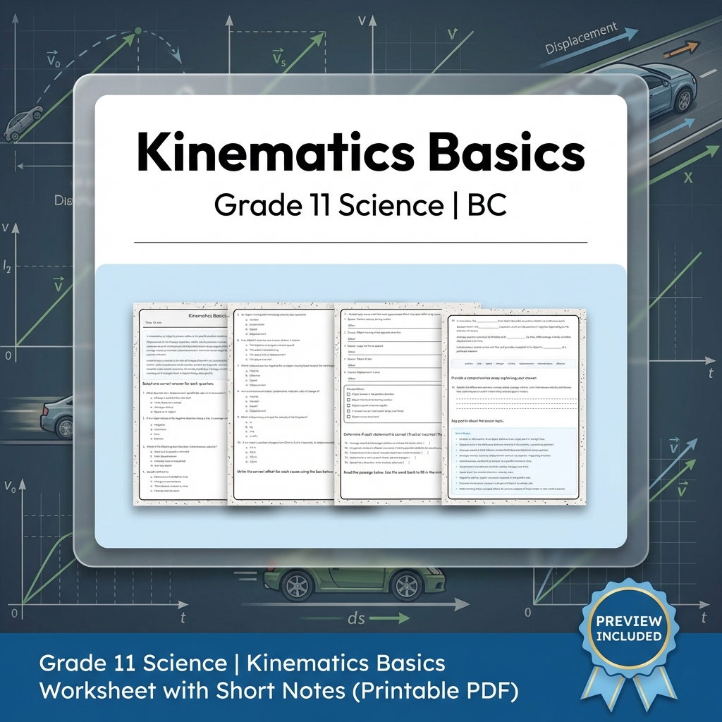 Grade 11 Science Lesson Bundle | Motion, Energy, and Forces Worksheets — included worksheet 7