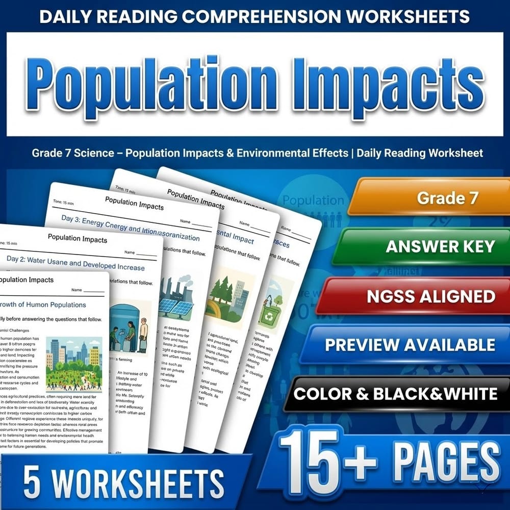 Natural Disasters and Environmental Impacts Grade 7 Worksheets Bundle | NGSS — included worksheet 4