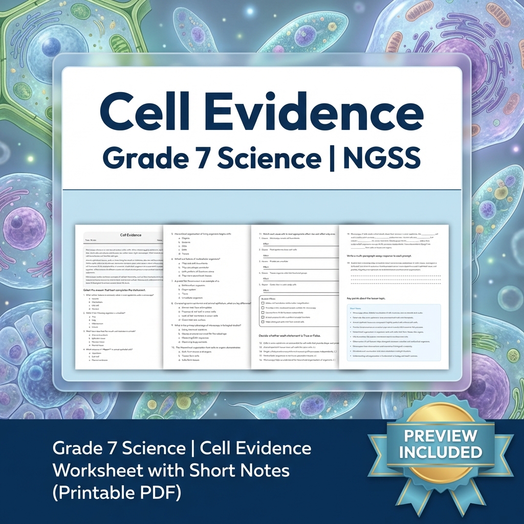 Grade 7 Science NGSS Unit Bundle Molecules to Organisms: Structures & Processes — included worksheet 2