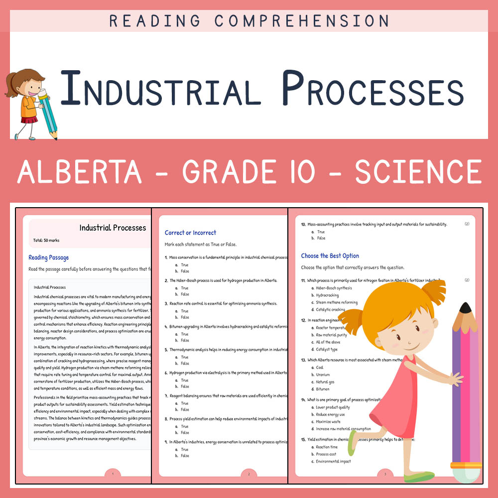 Grade 10 Science worksheet elena worksheet — Grade 10 Science Worksheet | Industrial Processes | Alberta Standards — page 1