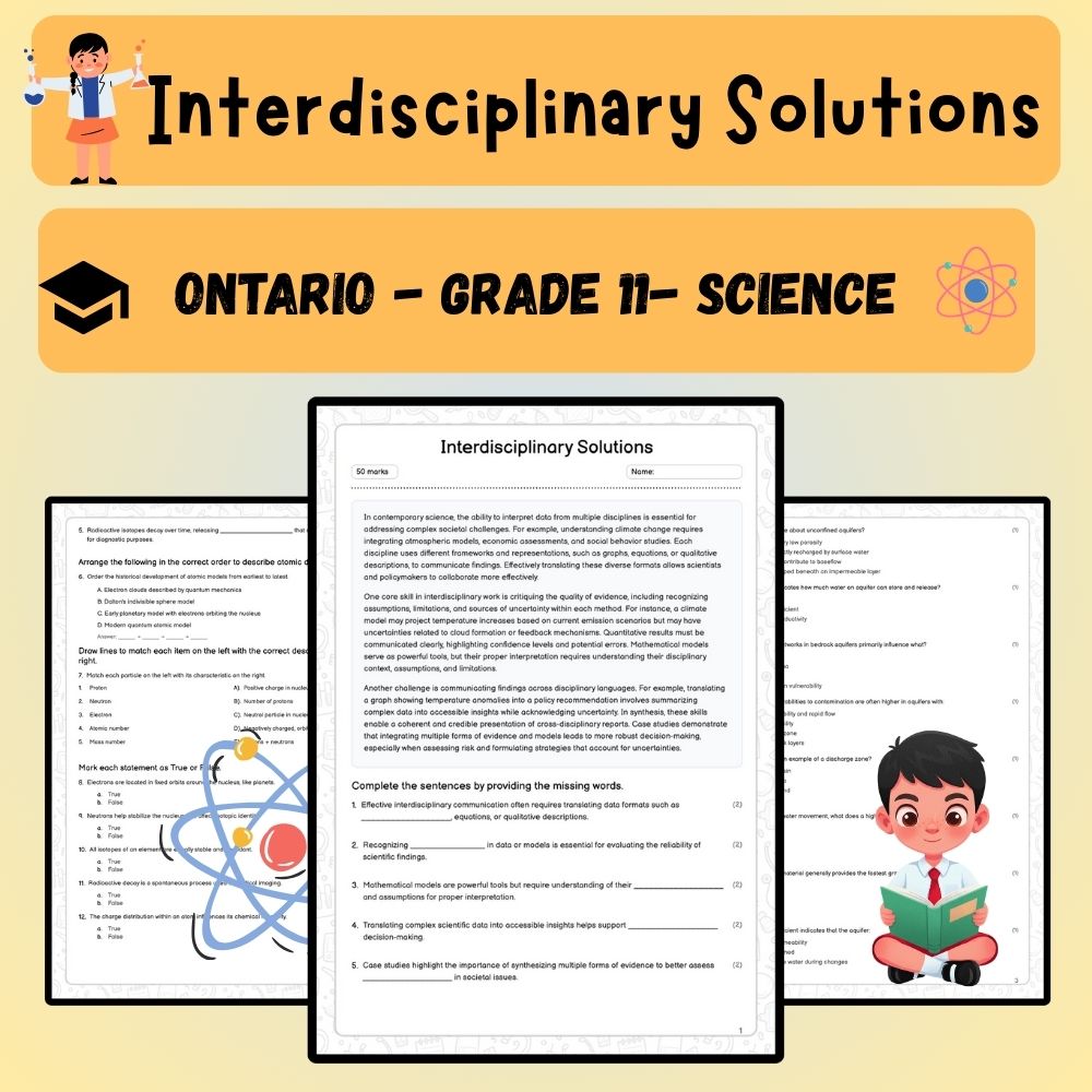 Grade 11 Science worksheet worksheet — Grade 11 Science | Interdisciplinary Solutions Worksheet (Ontario Standards) (PDF)…