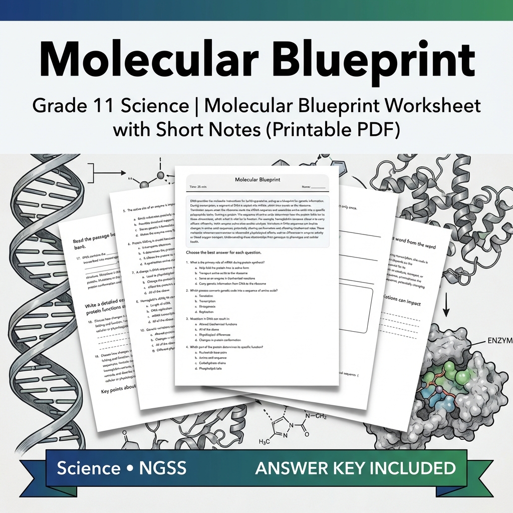 Grade 11 Science NGSS Worksheet Bundle – Ecosystem, Genetics & Physics Topics — included worksheet 28