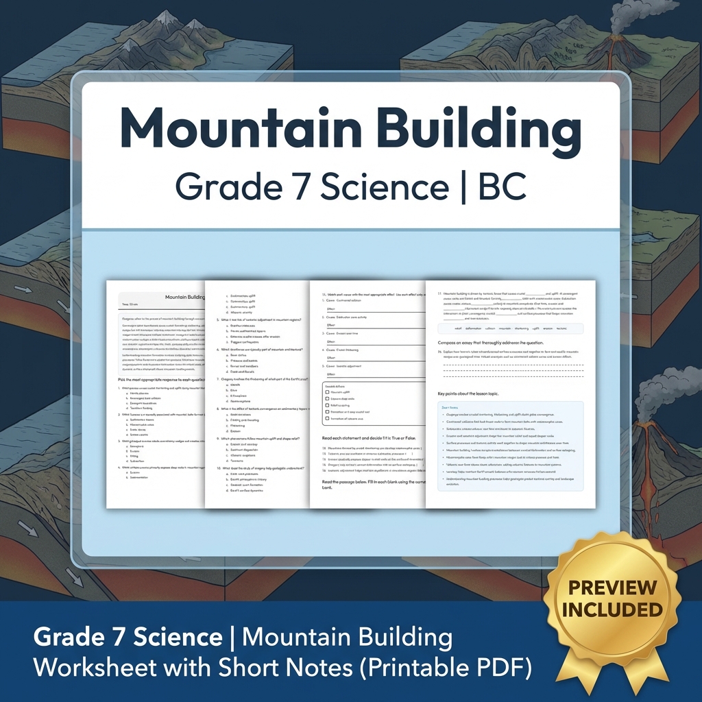Grade 7 Science Full Year Bundle Ecosystems, Cells & Earth Processes Worksheets — included worksheet 25