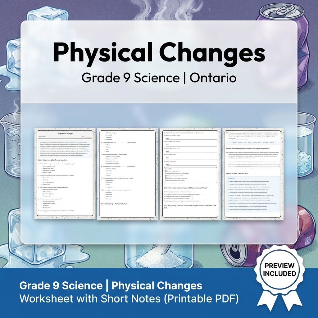Grade 9 Science Lesson Group Bundle | Ontario Curriculum Worksheets — included worksheet 7