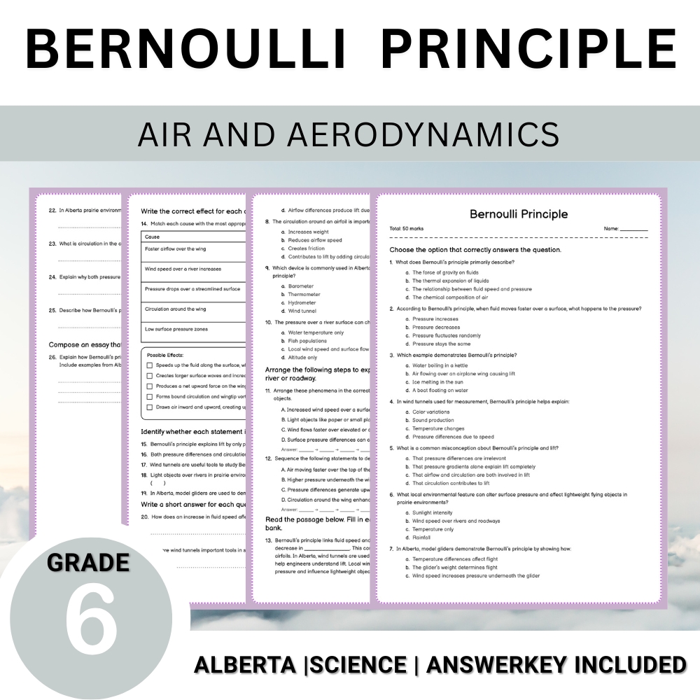 Grade 6 Science Unit Bundle | Flight, Air Pressure & Aerodynamics Worksheets — included worksheet 9