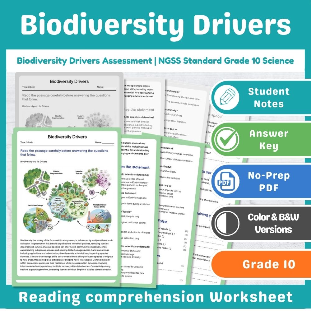 Grade 10 Science Ecosystems Assessment – NGSS Standards-Aligned Mini Bundle — included worksheet 6