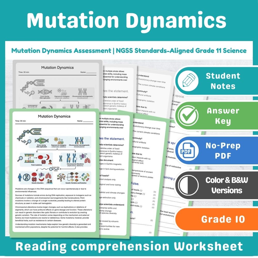 Grade 11 Science Mini Bundle – Genetics & Mutation Assessment Pack — included worksheet 2
