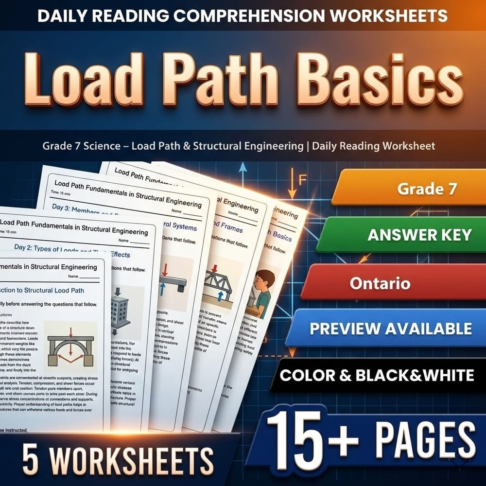Structural Engineering Grade 7 Science Daily Reading Worksheets Bundle | Ontario — included worksheet 6