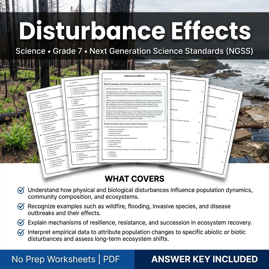 Grade 7 Science worksheet — Grade 7 Science | Disturbance Effects Worksheet & Answer Key (Printable PDF)