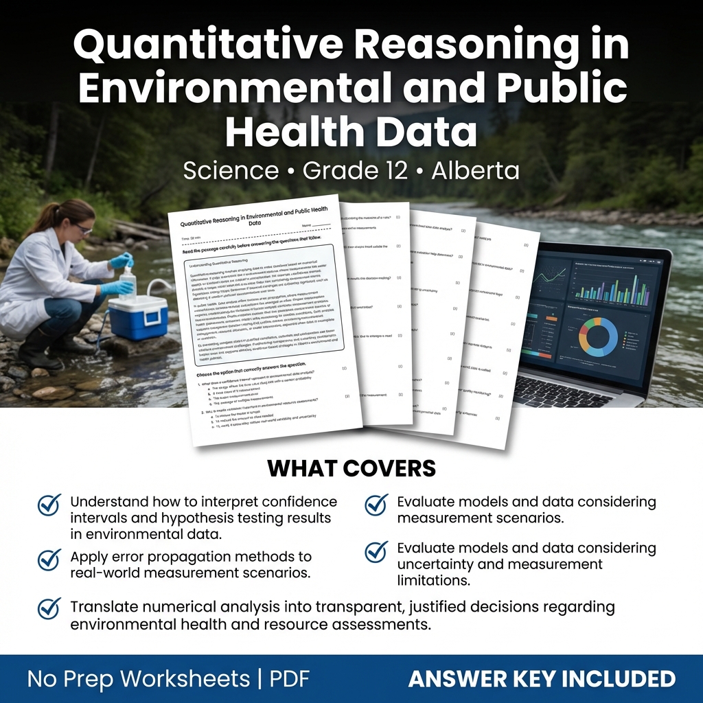 Grade 12 Science Worksheet | Quantitative Reasoning in Environmental Data
