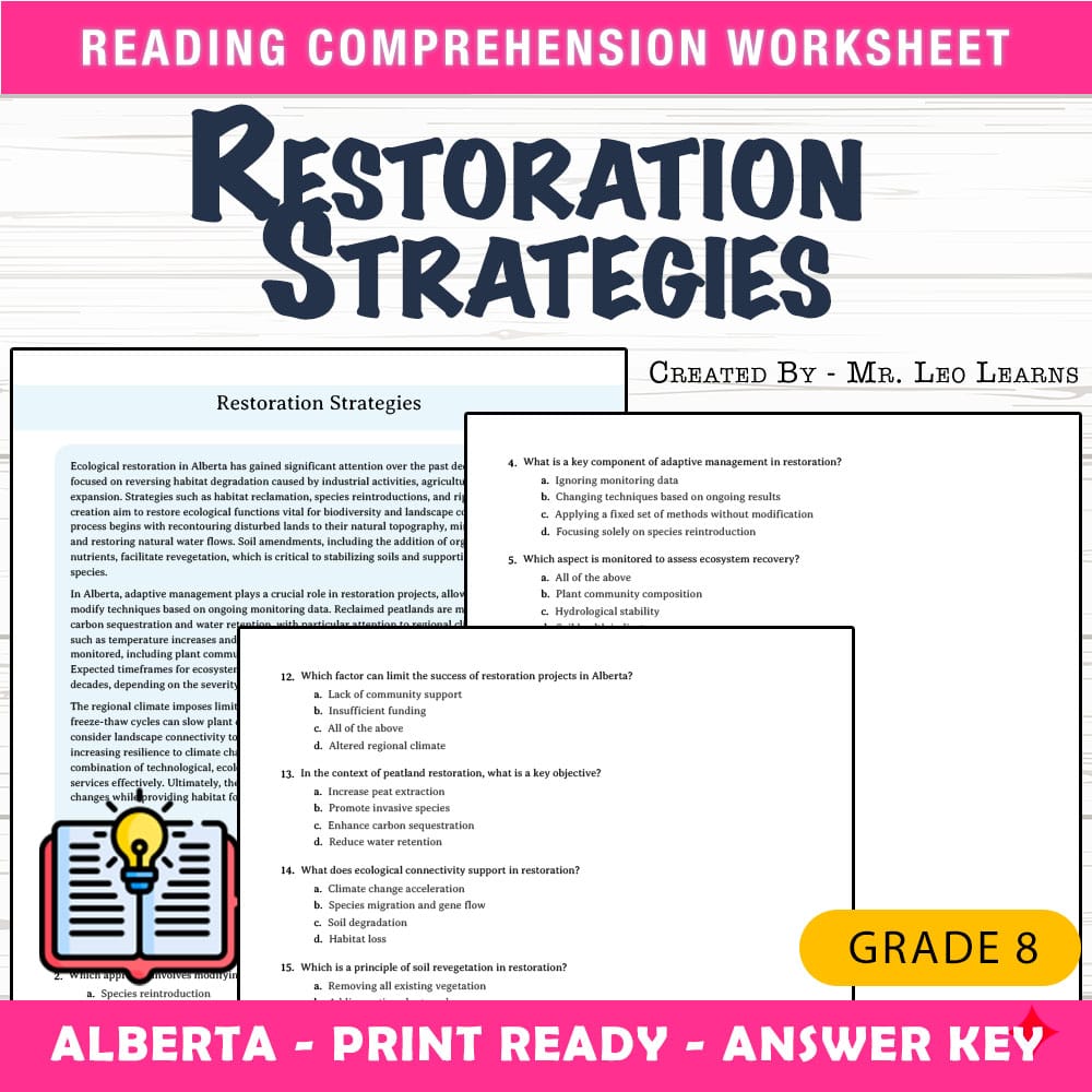 Grade 8 Science worksheet mcq paper worksheet — Grade 8 Science — Worksheet MCQ Paper for Mastering Restoration Strategies…