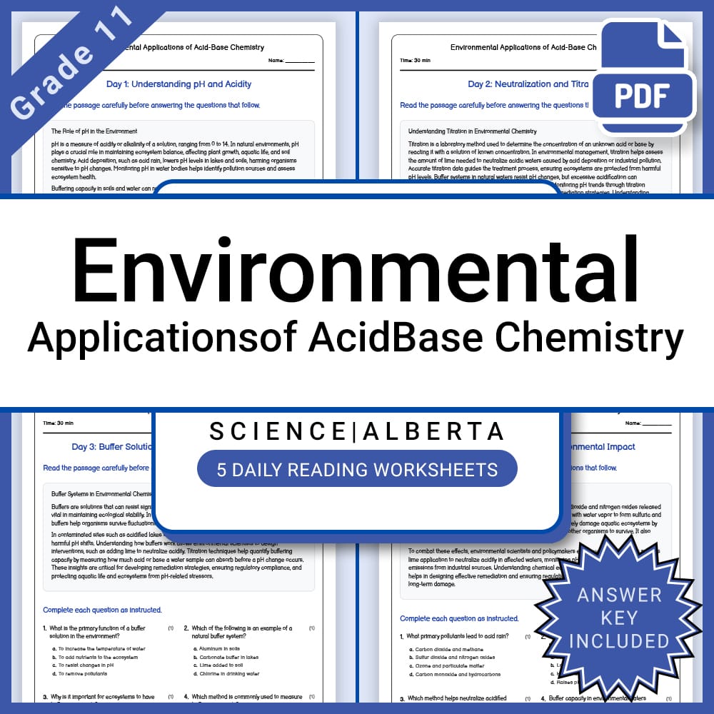 Grade 11 Science Lesson Bundle on Acids, Bases, and Titration | Alberta Framework — included worksheet 10