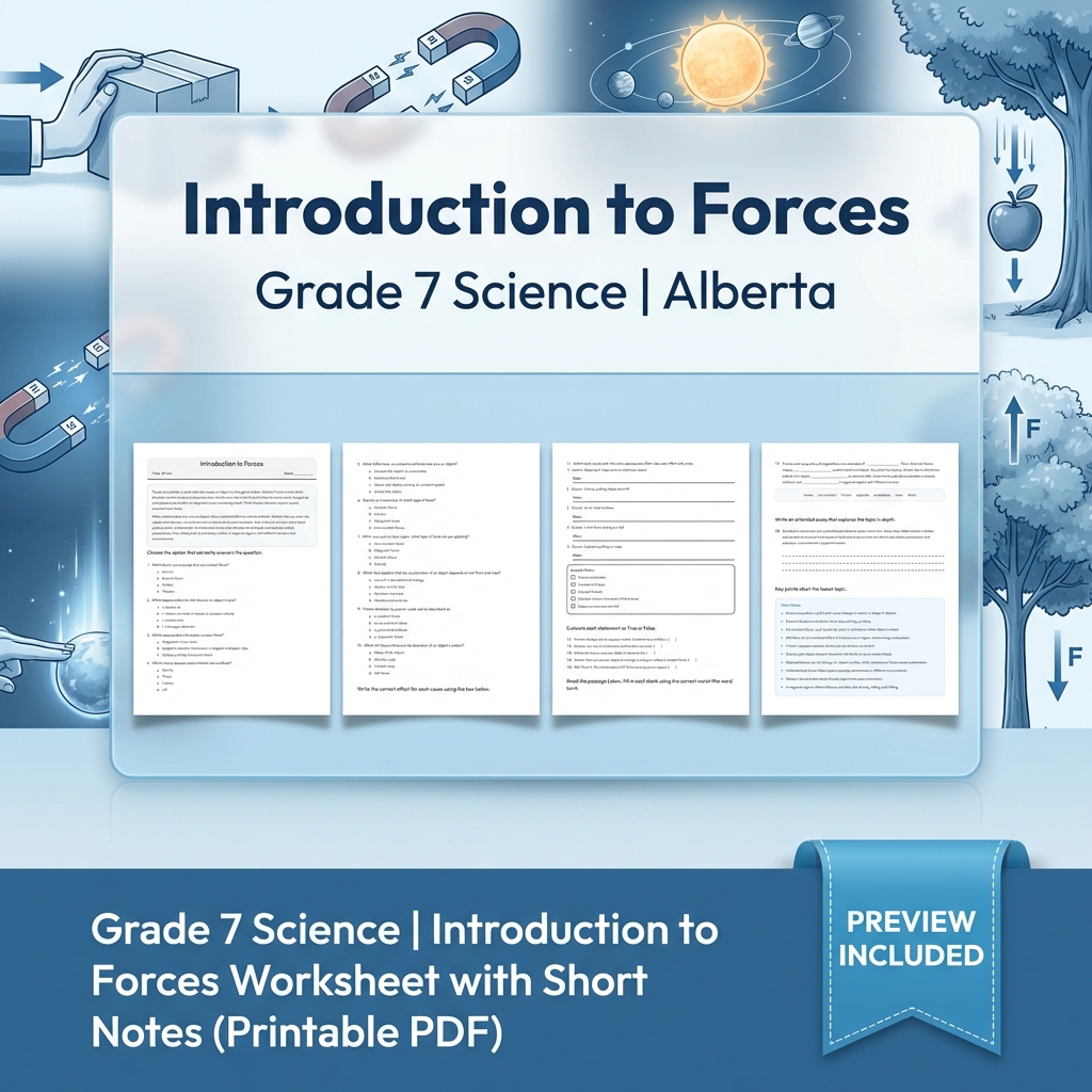 Grade 7 Science | Forces, Structures & Motion UNIT Worksheet Bundle  — included worksheet 7