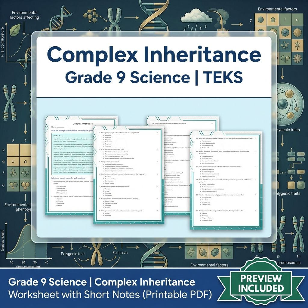 Grade 9 Science Worksheet Bundle: Cell Biology, Genetics & Ecology (Collection) — included worksheet 28