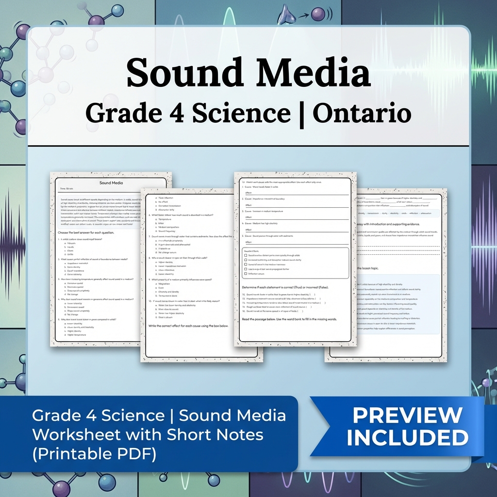 Grade 4 Science Lesson Bundle | Sound, Light & Shadow Activities — included worksheet 6