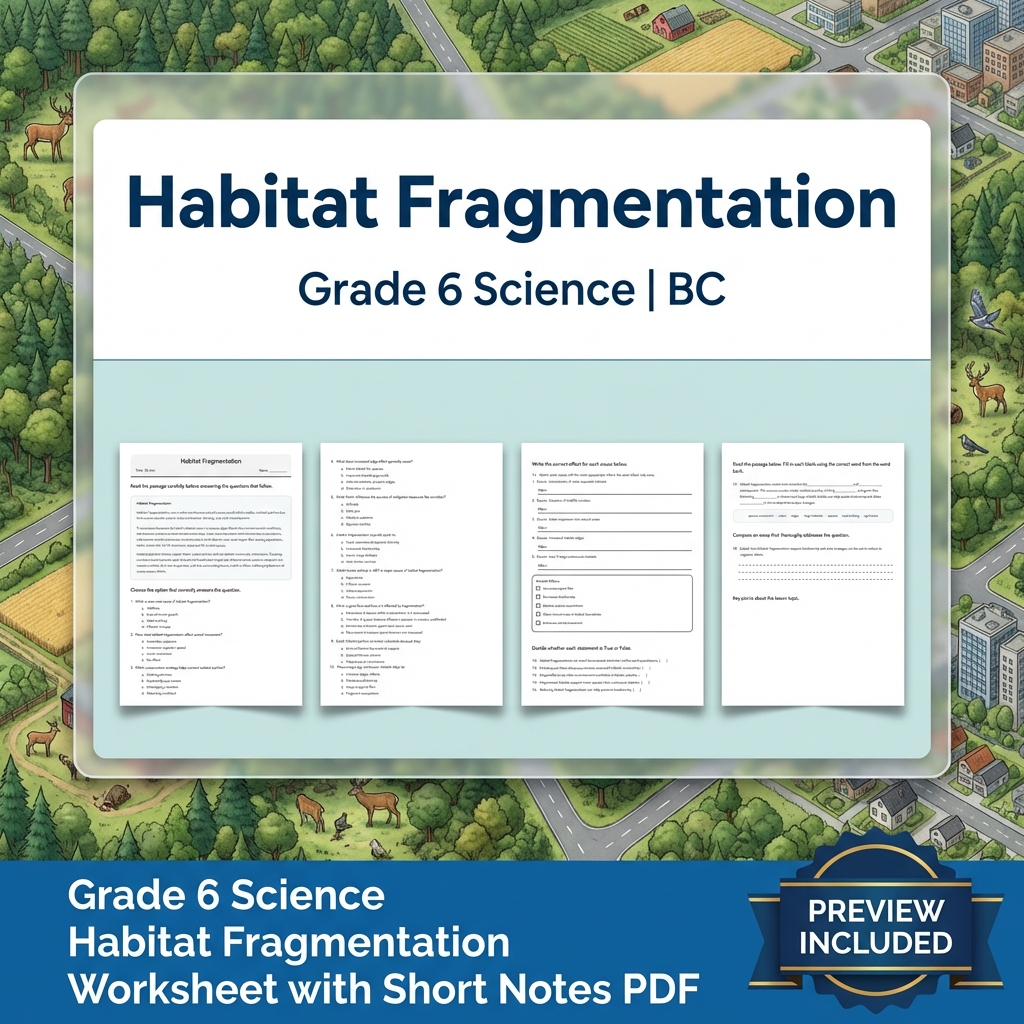 Grade 6 Science BC Ecosystems & Environmental Processes Worksheet Pack Full Year — included worksheet 33