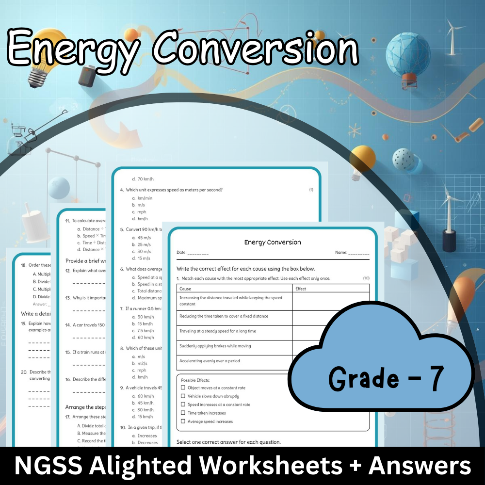Grade 7 Science | Energy Conversion Worksheet – NGSS Aligned (PDF)