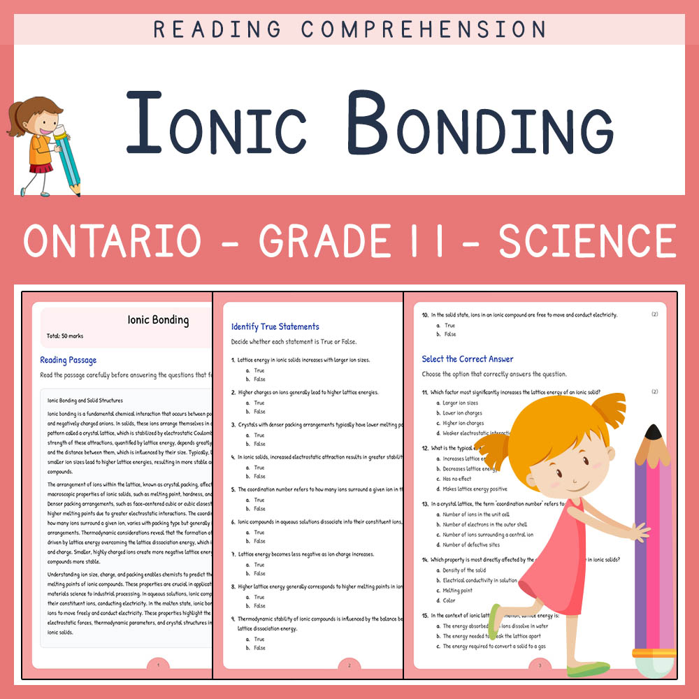 Grade 11 Science worksheet elena worksheet — Grade 11 Science Assessment | Ionic Bonding Worksheet Elena | Ontario — page 1