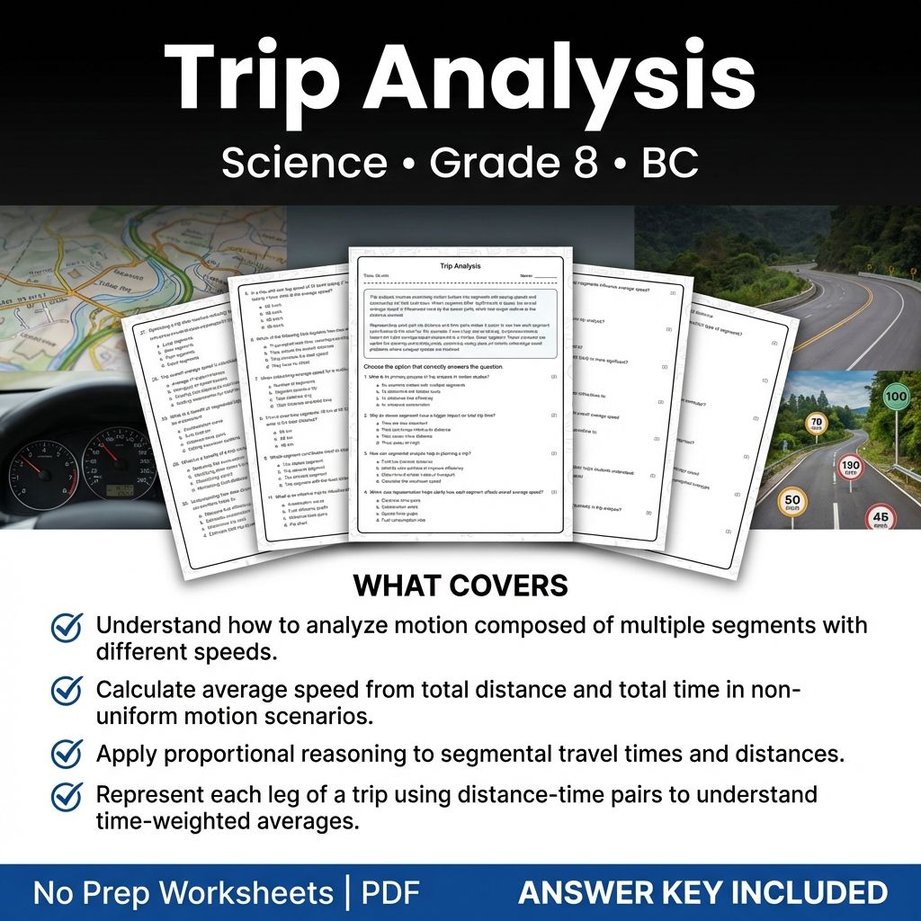 Grade 8 Science Worksheet | Trip Analysis Practice PDF & Answer Key