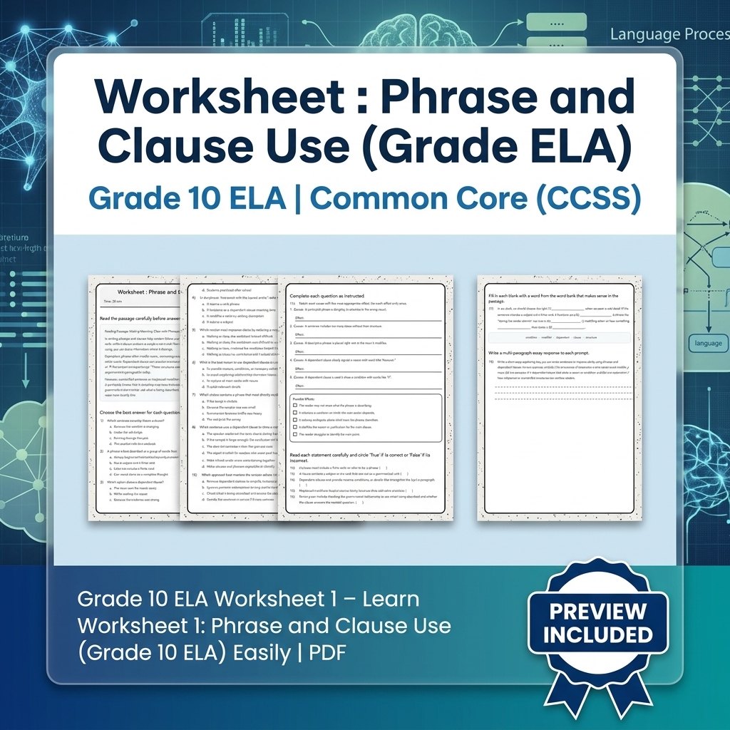 Grade 10 Source Integration & Writing Skills ELA Full-Year Bundle (CCSS) — included worksheet 23