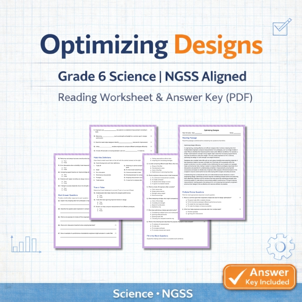 Grade 6 Science Unit Bundle | Engineering Design & Problem Solving Worksheets — included worksheet 2