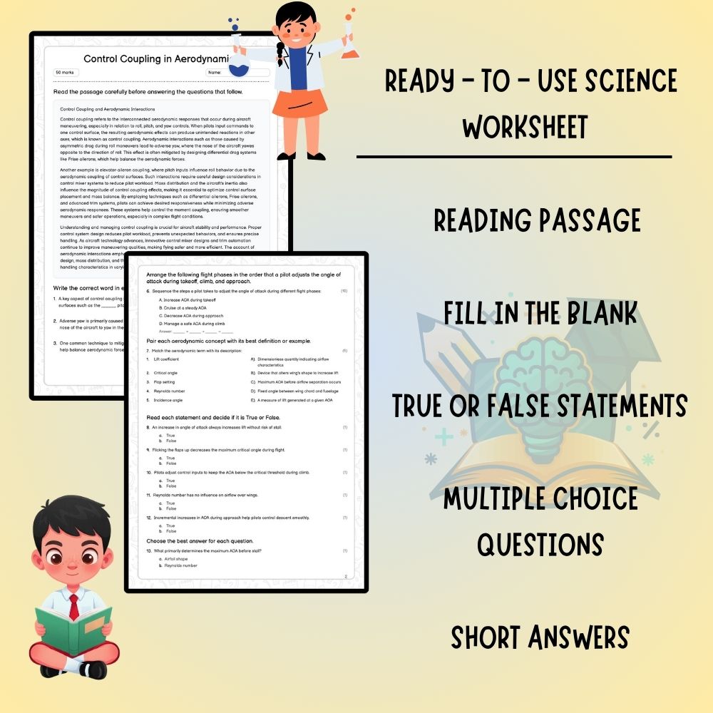 Grade 6 Science worksheet worksheet — 6th Grade Science | Control Coupling in Aerodynamics Worksheet (PDF ) — page 2