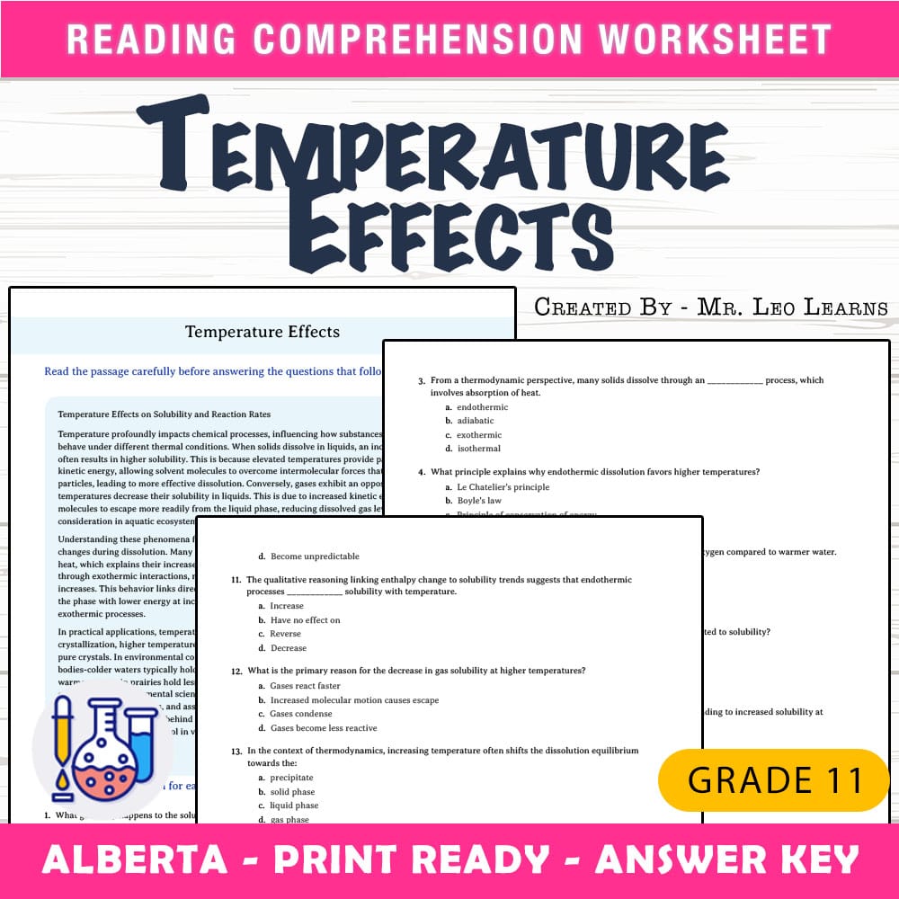Grade 11 Science worksheet mcq paper worksheet — Grade 11 Science — Worksheet MCQ Paper for Mastering Temperature Effects…