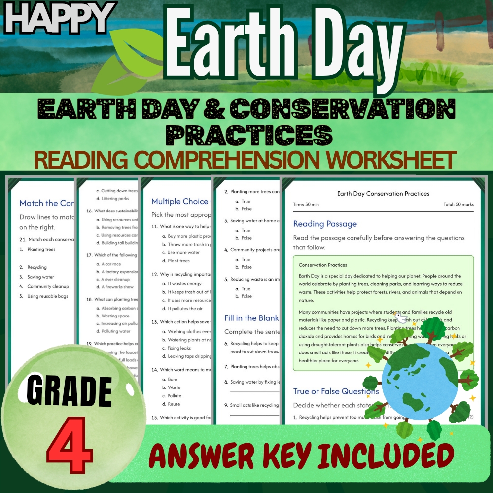 Grade 4 Seasonal Science UNIT Bundle | Earth Day & Climate Change Worksheets — included worksheet 3