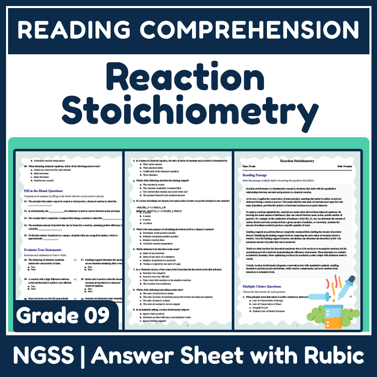 Grade 9 Science reading worksheets worksheet — 9th Grade Science | Reaction Stoichiometry Reading Worksheet & Answer Key (…
