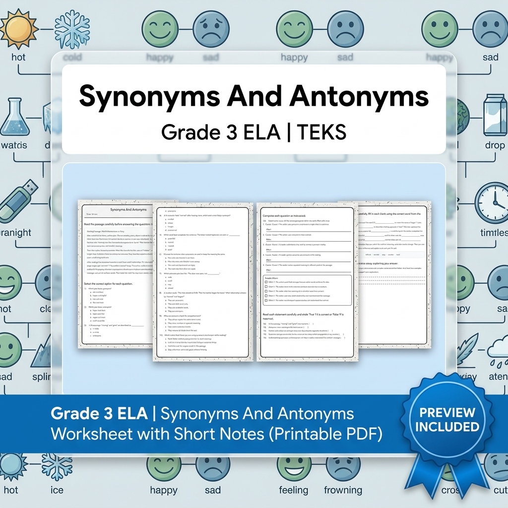 Grade 3 ELA Writing, Reading, and Research Skills Full-Year Bundle TEKS — included worksheet 22