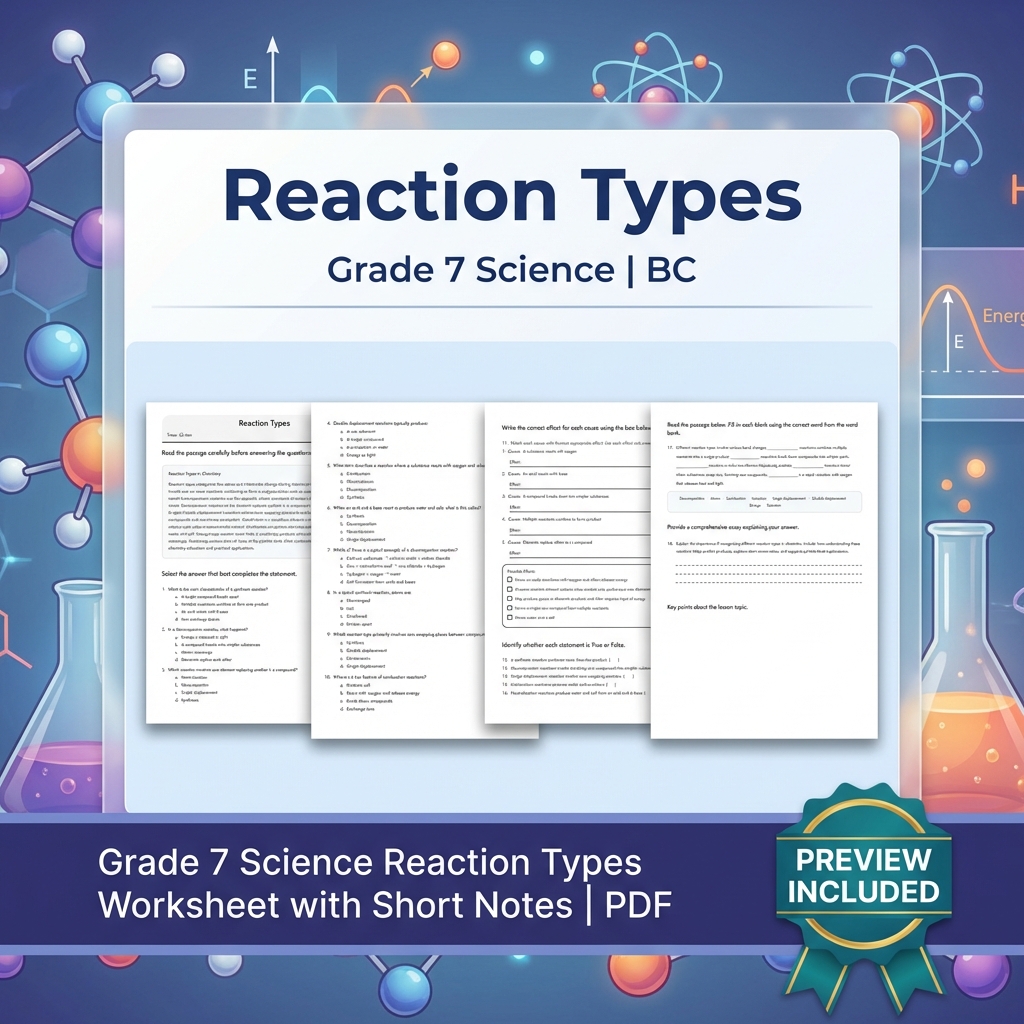 Grade 7 Science Full Year Bundle Ecosystems, Cells & Earth Processes Worksheets — included worksheet 26