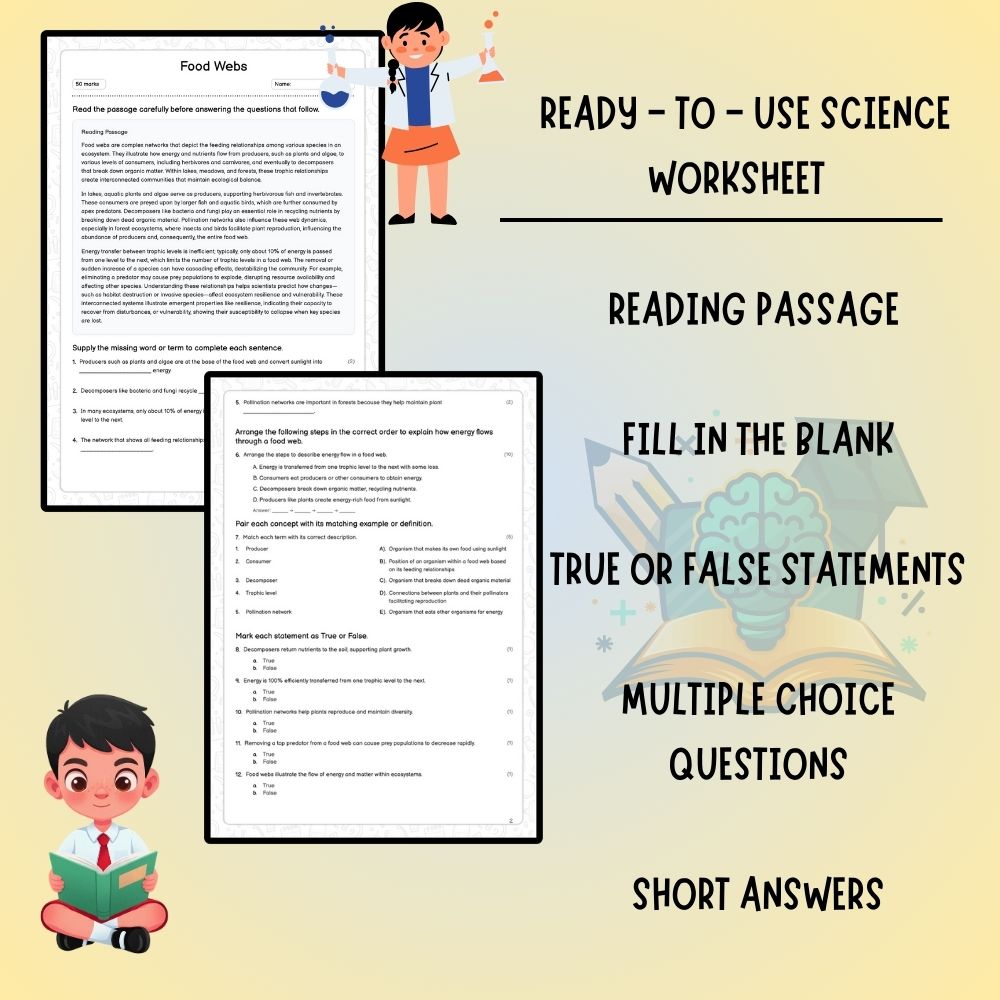 Grade 6 Science worksheet worksheet — Grade 6 Science | Food Webs Worksheet (PDF ) – Ontario Standards — page 2