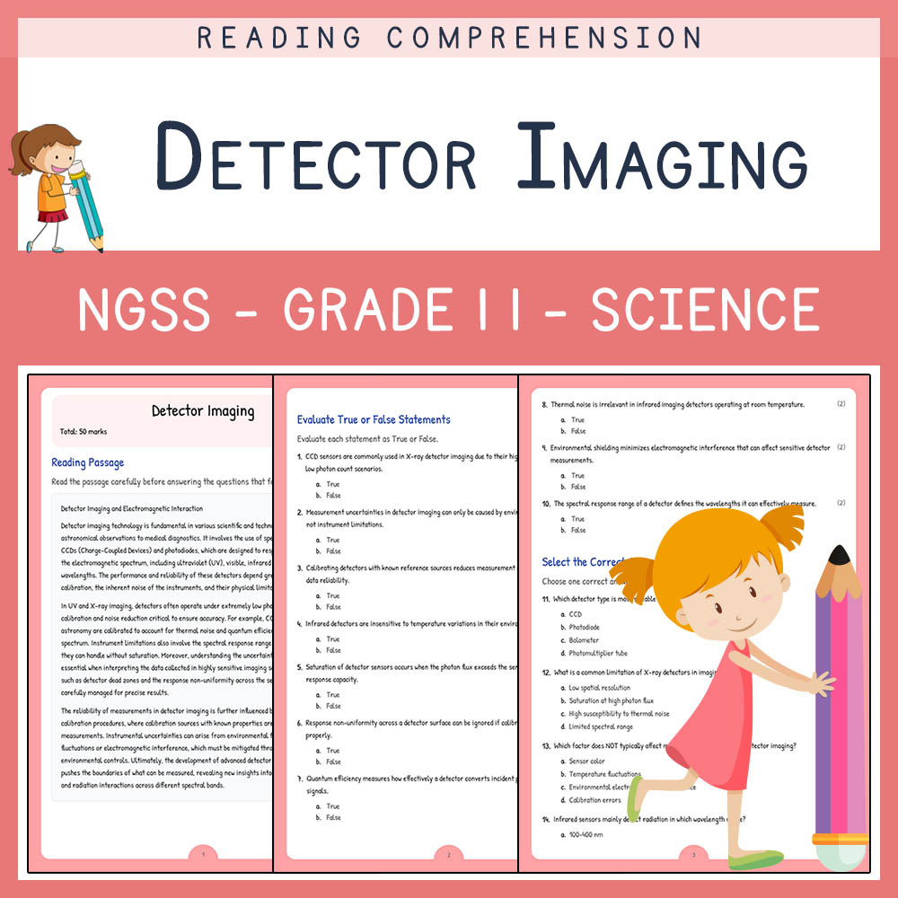 Grade 11 Science worksheet worksheet — Grade 11 Science | Detector Imaging Worksheet & Answer Key (NGSS Aligned) — page 1
