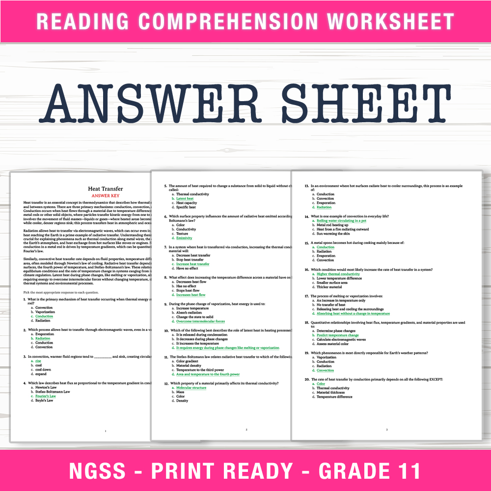 Grade 11 Science — worksheet — 11th Grade Science | Heat Transfer Worksheet (PDF + Answer Key) — page 2