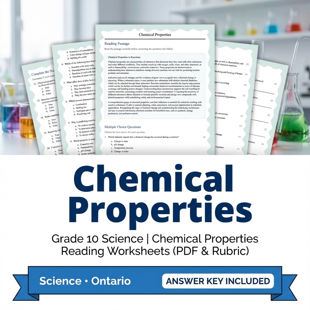 Grade 10 Science Unit Bundle | Chemistry, Atomic Structure & Reactions — included worksheet 6
