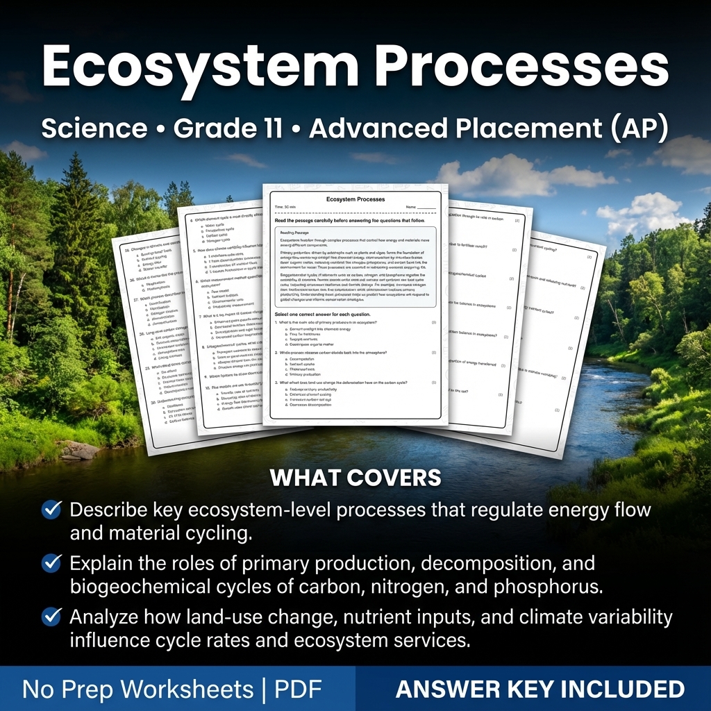 Grade 11 Science Worksheet Bundle | Earth's Systems, Chemistry & Physics — included worksheet 29