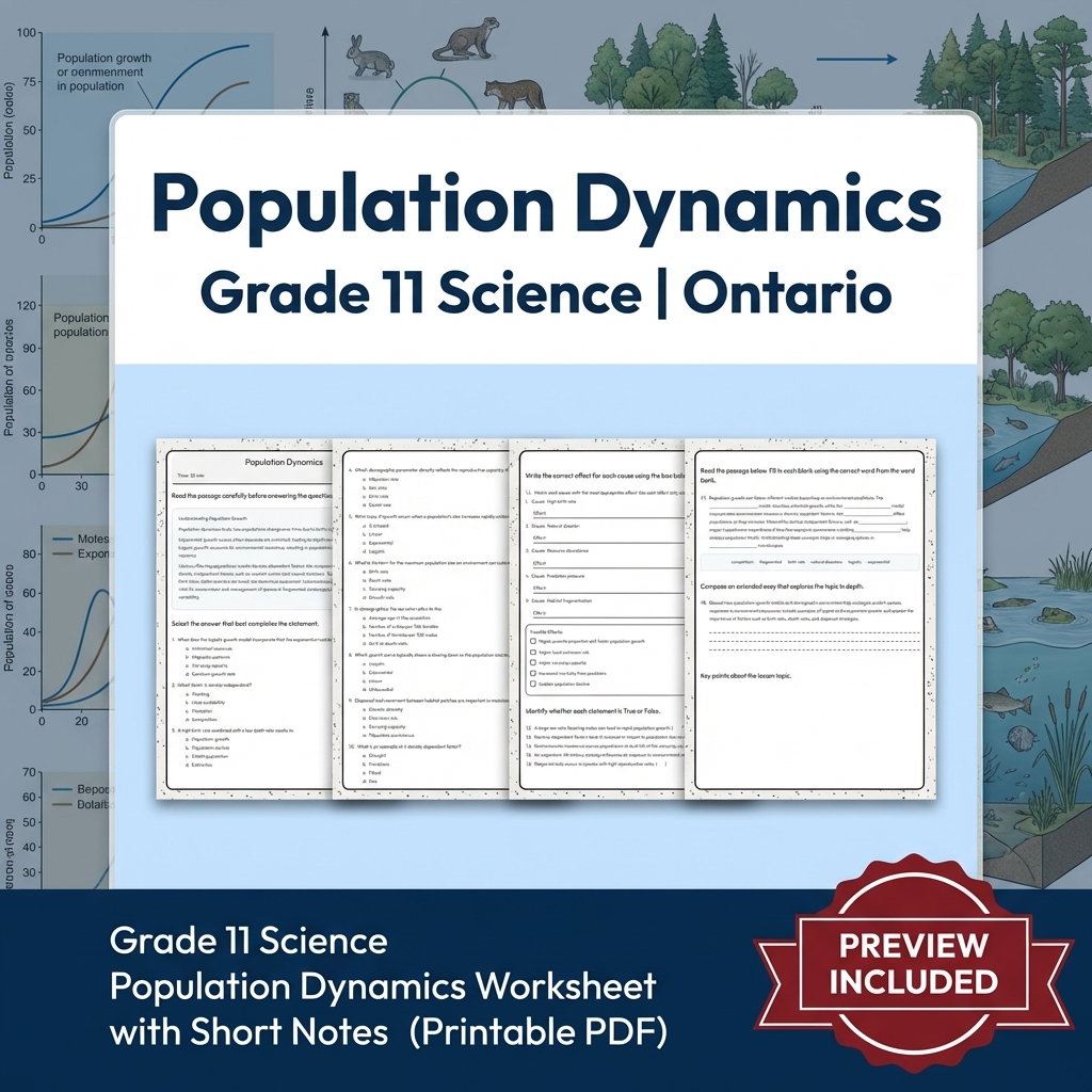 Grade 11 Science Lesson Group Bundle – Ontario Ecosystems & Sustainability — included worksheet 8
