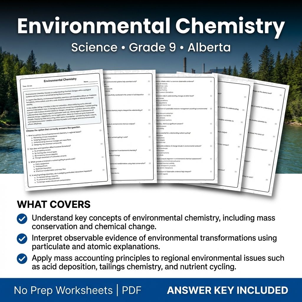 Environmental Chemistry Worksheet Grade 9 Science | Alberta Standards