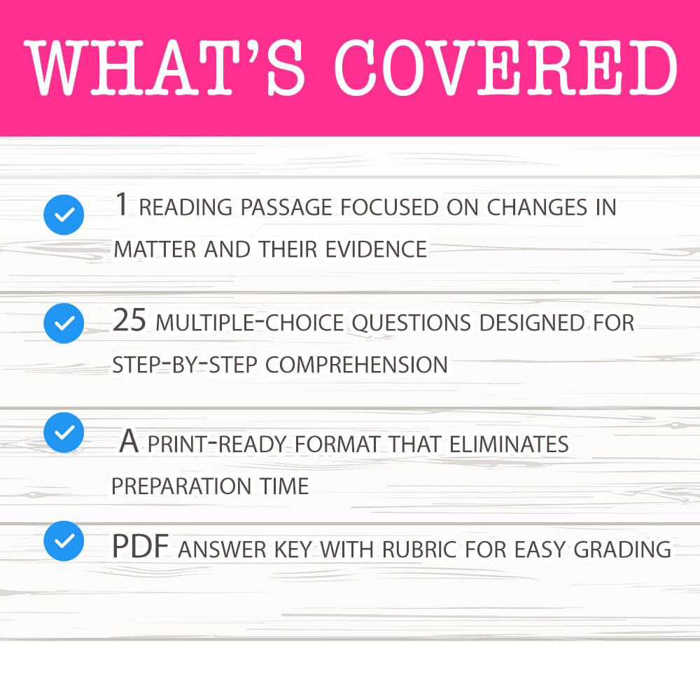Grade 8 Science worksheet mcq paper worksheet — Grade 8 Science — Change Evidence Worksheet for Mastery — page 2