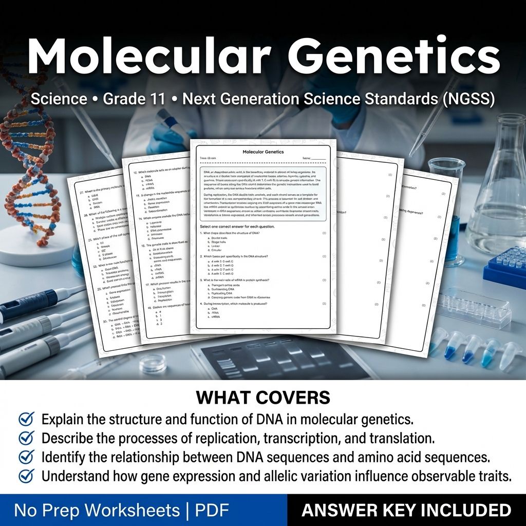Grade 11 Science | Genetics & Mutation Dynamics Worksheet Bundle(PDF Answer Key) — included worksheet 2