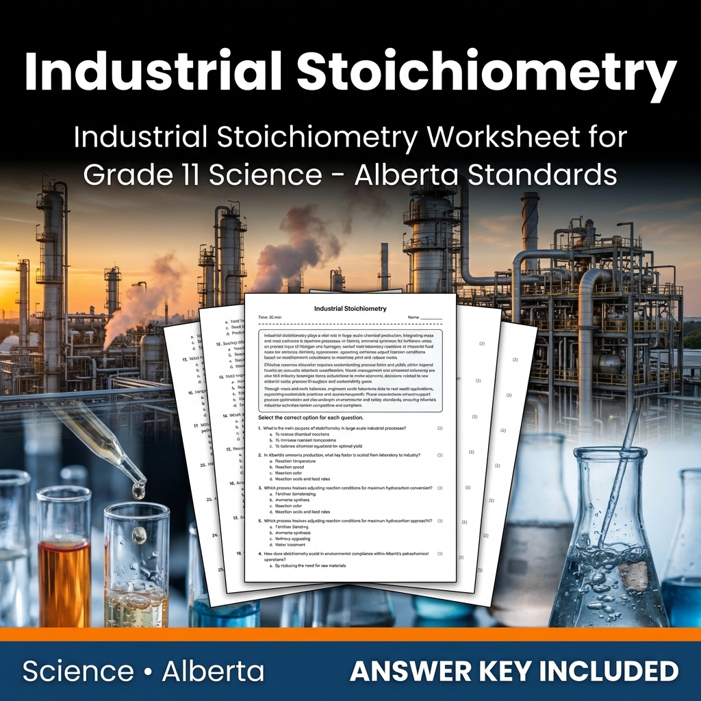 Industrial Stoichiometry Worksheet for Grade 11 Science – Alberta Standards